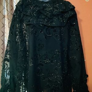 Beautiful Black lace top with gold embroidery